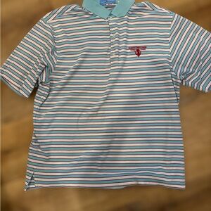 Fairway & Greene Aqua and Red Striped Polo